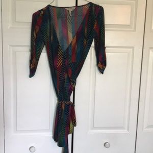 BCBG multicolor wrap dress. Size XS
